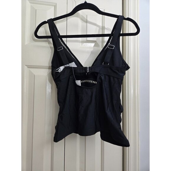 Womens Black Cupshe Swimsuit Tankini Top With Plunge Neck & Adjustable Straps Si - Picture 5 of 6